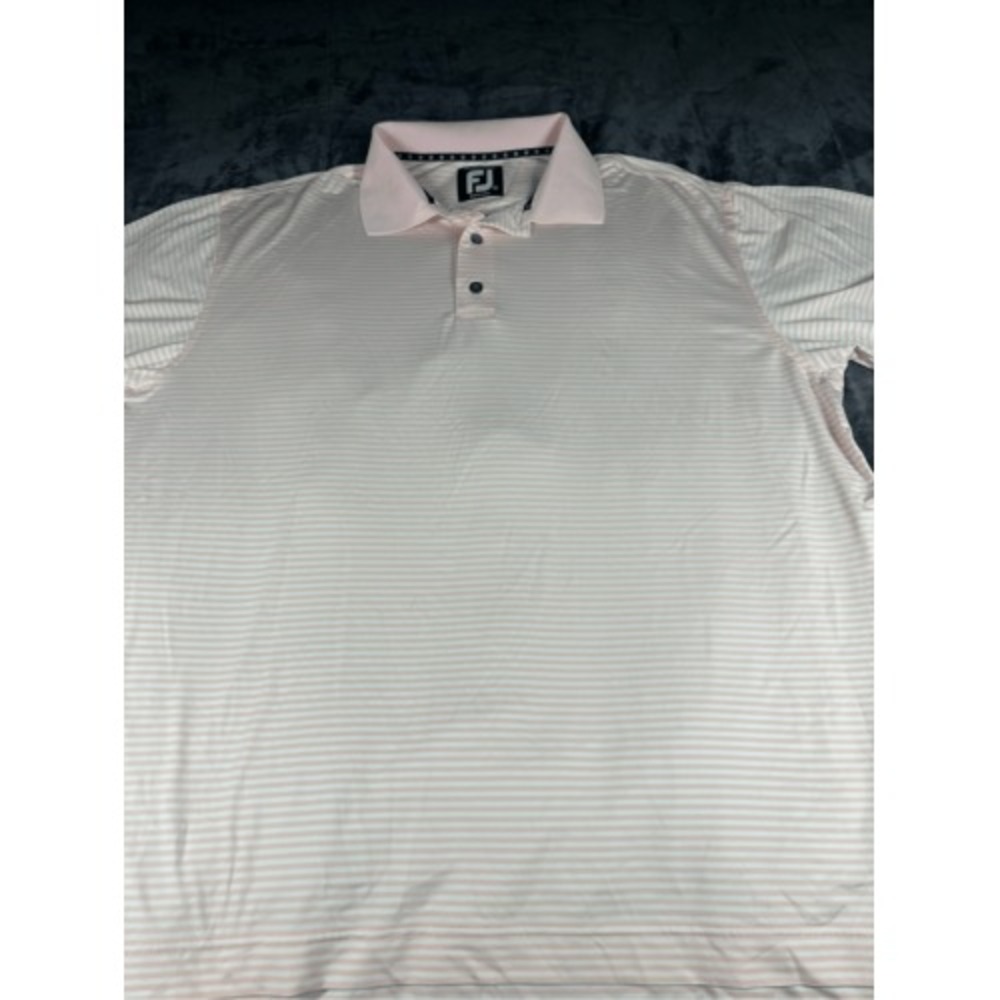 Footjoy,  men's golf polo, pink and‎ white horizontal stripe size XL